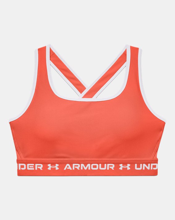 Women's Armour® Mid Crossback Sports Bra, Orange, pdpMainDesktop image number 8